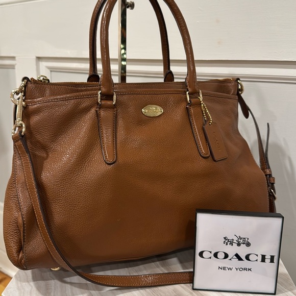 Coach Handbags - Coach Bag Morgan Pebbled Leather Tri-Compartment Satchel Bag